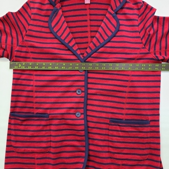 Woman Within Blazer / Cardigan Red & Navy Blue Stripes, Medium - Picture 16 of 16